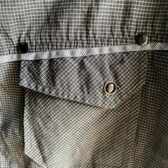 Swiss Cross Other - Swiss Cross Men Button Up Short Sleeve Shirt Gray W/White Checked Pattern  XL